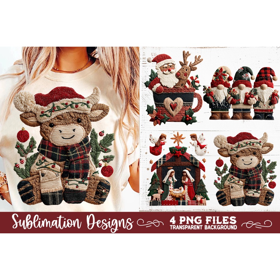 Preppy Rustic Christmas Patchwork Sublimation Designs (17) 8