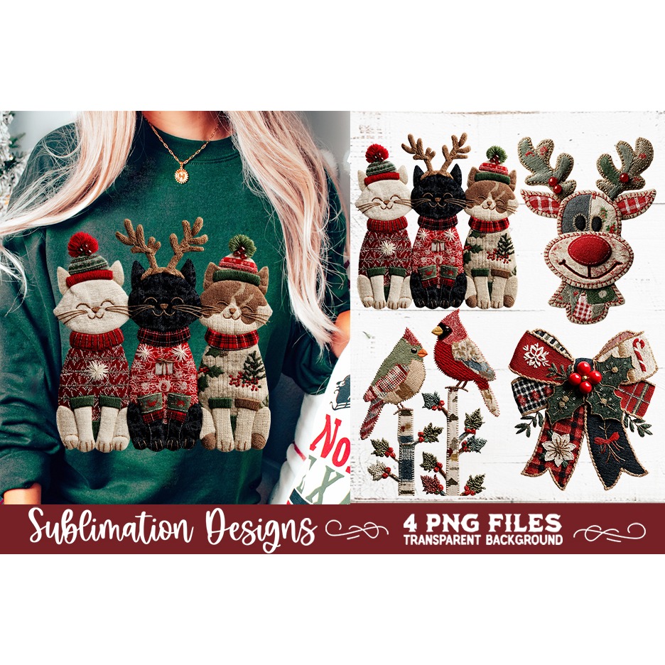 Preppy Rustic Christmas Patchwork Sublimation Designs (19)