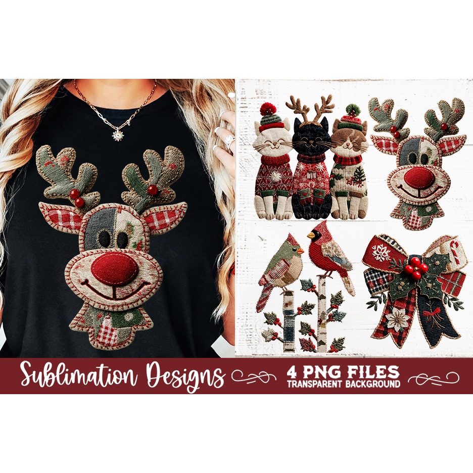 Preppy Rustic Christmas Patchwork Sublimation Designs (19) 2