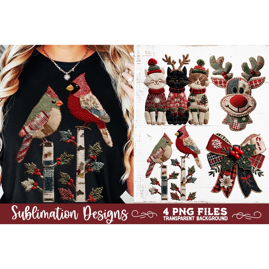 Preppy Rustic Christmas Patchwork Sublimation Designs (19) 3