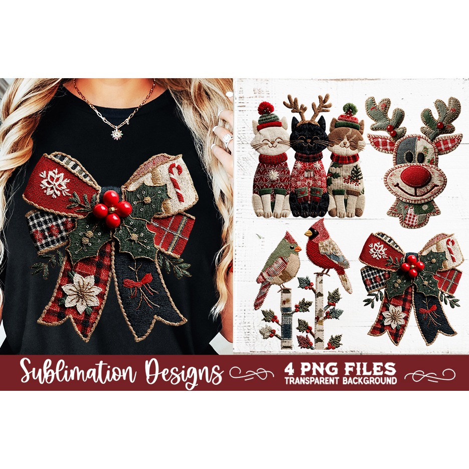 Preppy Rustic Christmas Patchwork Sublimation Designs (19) 4