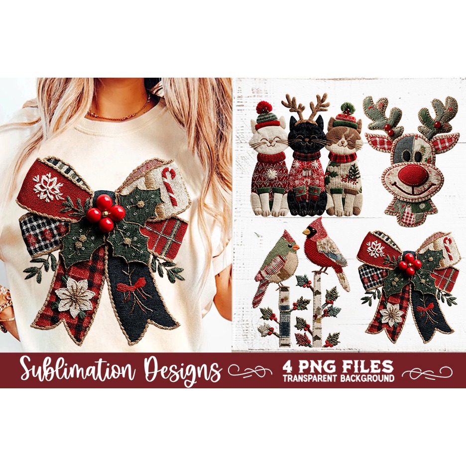 Preppy Rustic Christmas Patchwork Sublimation Designs (19) 5