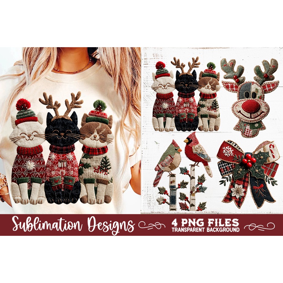 Preppy Rustic Christmas Patchwork Sublimation Designs (19) 7
