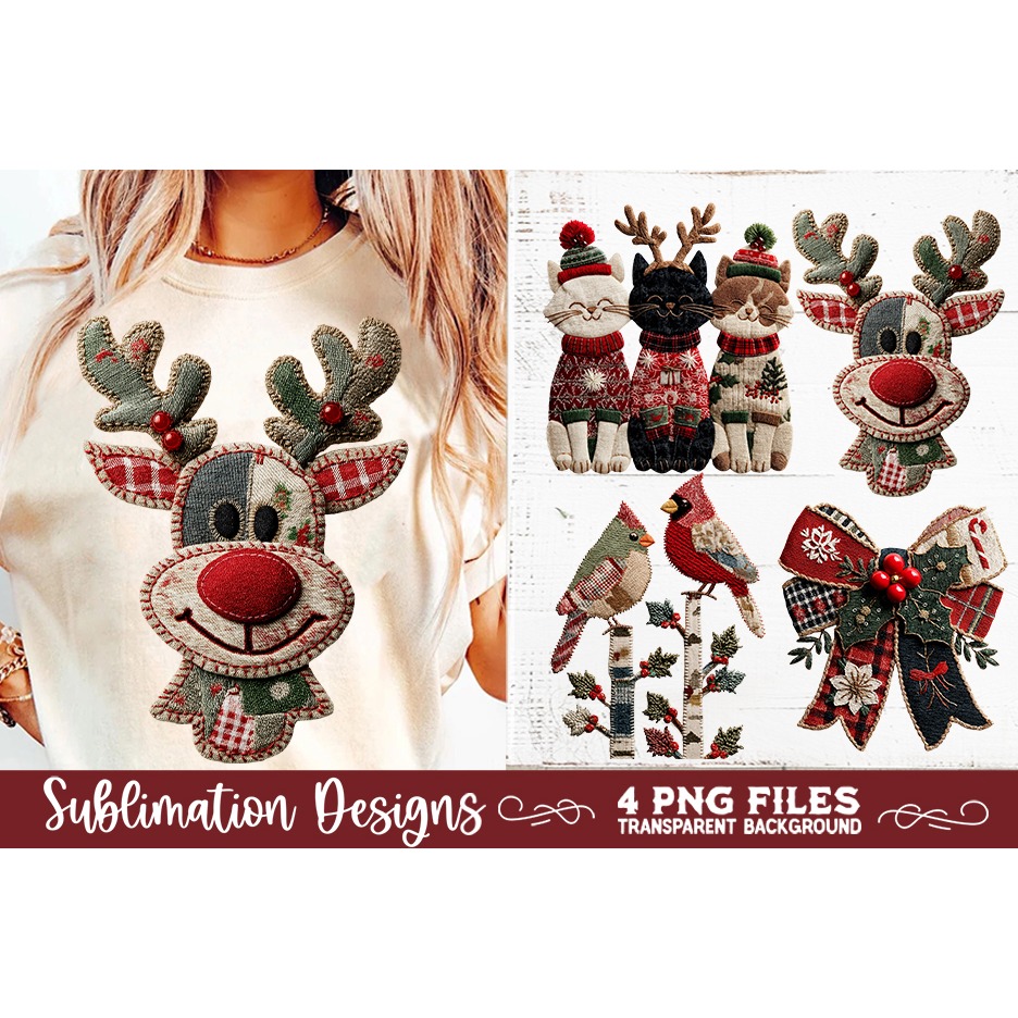 Preppy Rustic Christmas Patchwork Sublimation Designs (19) 8