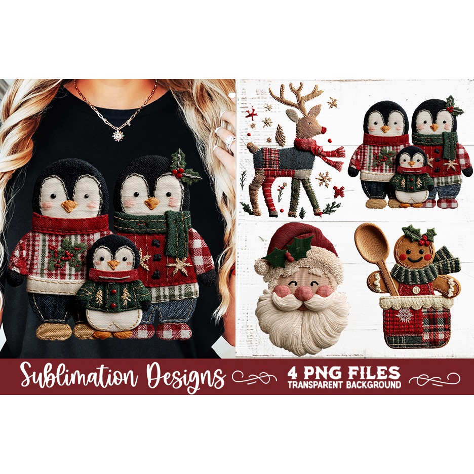 Preppy Rustic Christmas Patchwork Sublimation Designs (2)