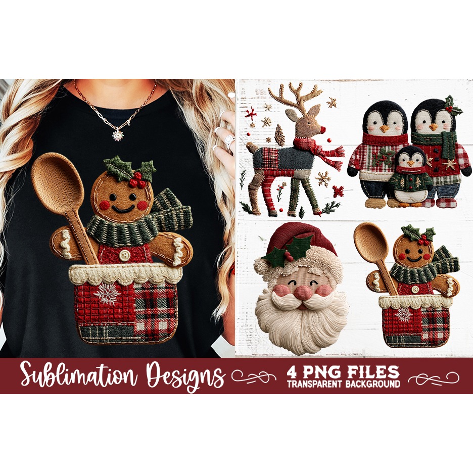 Preppy Rustic Christmas Patchwork Sublimation Designs (2) 2