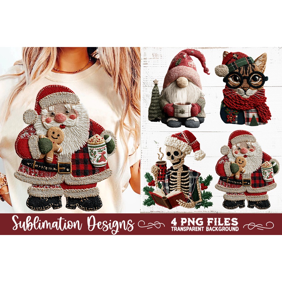 Preppy Rustic Christmas Patchwork Sublimation Designs 3