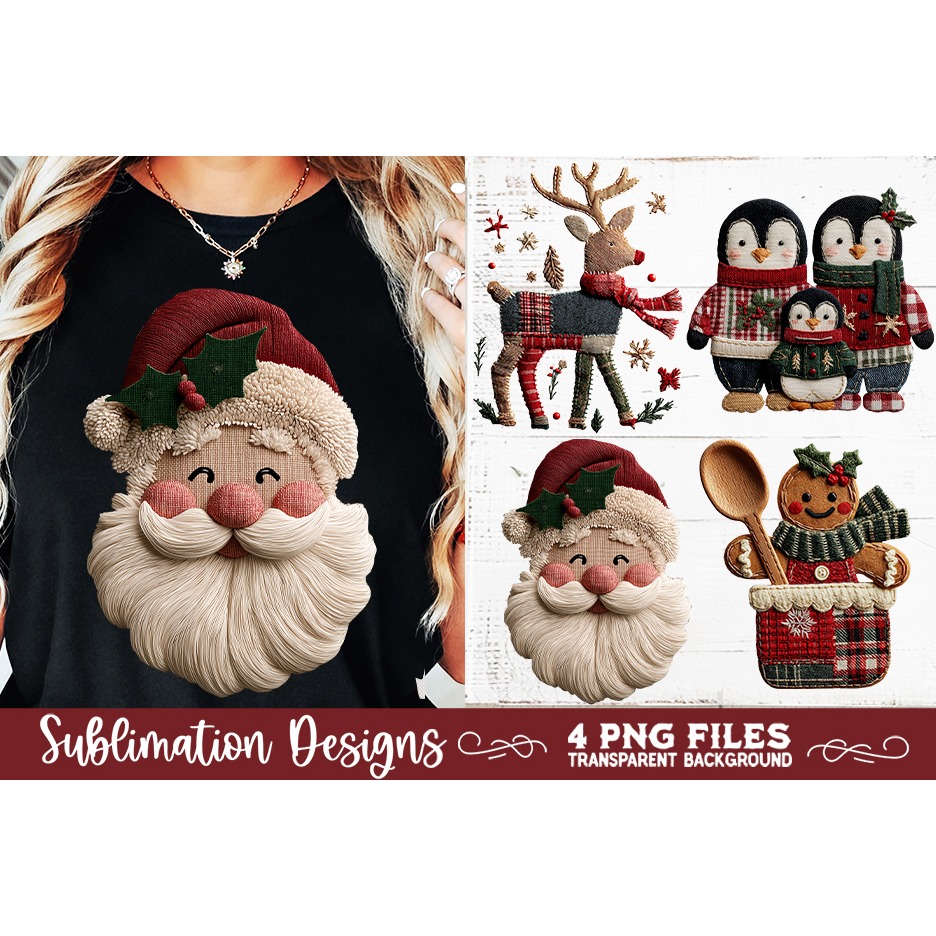 Preppy Rustic Christmas Patchwork Sublimation Designs (2) 3
