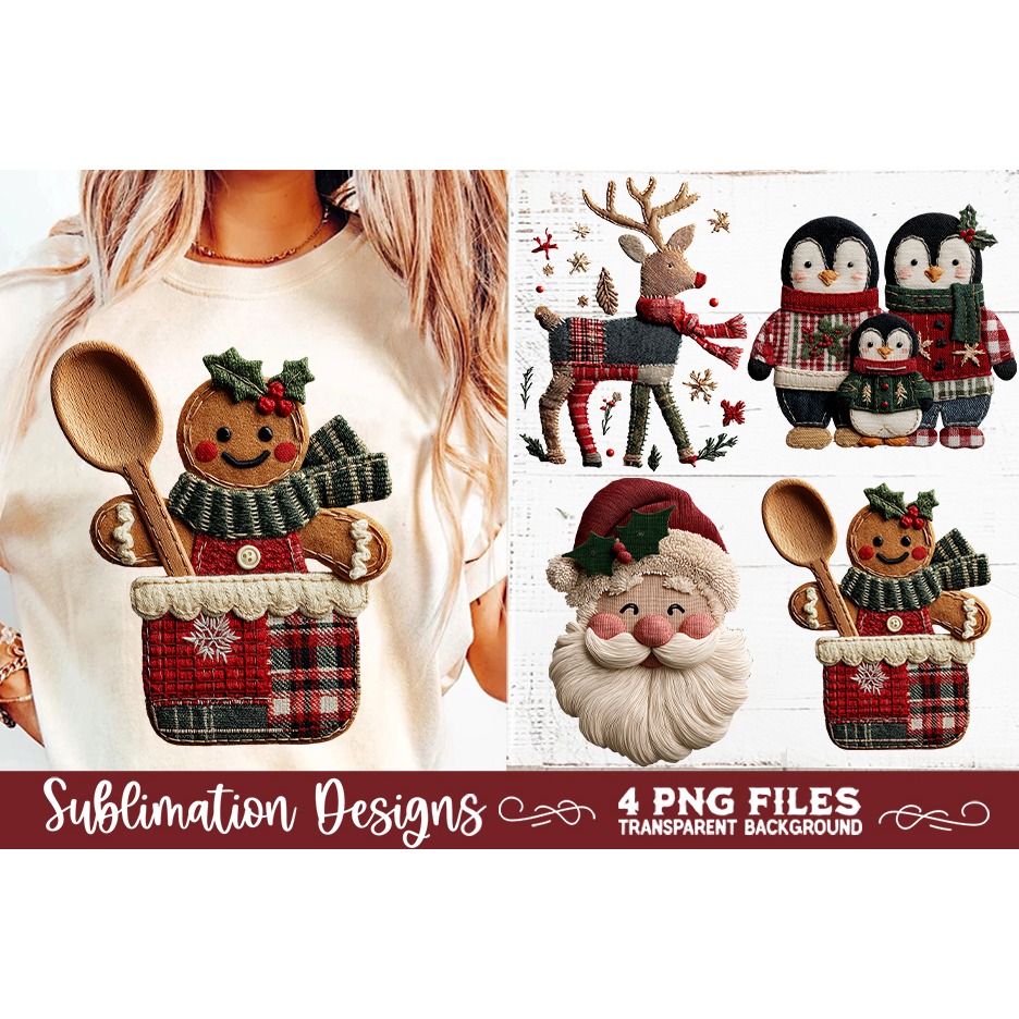 Preppy Rustic Christmas Patchwork Sublimation Designs (2) 4