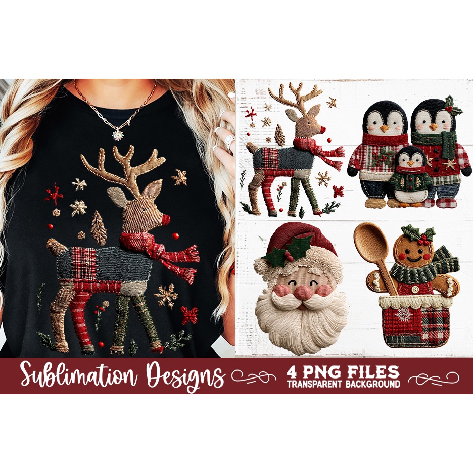 Preppy Rustic Christmas Patchwork Sublimation Designs (2) 5