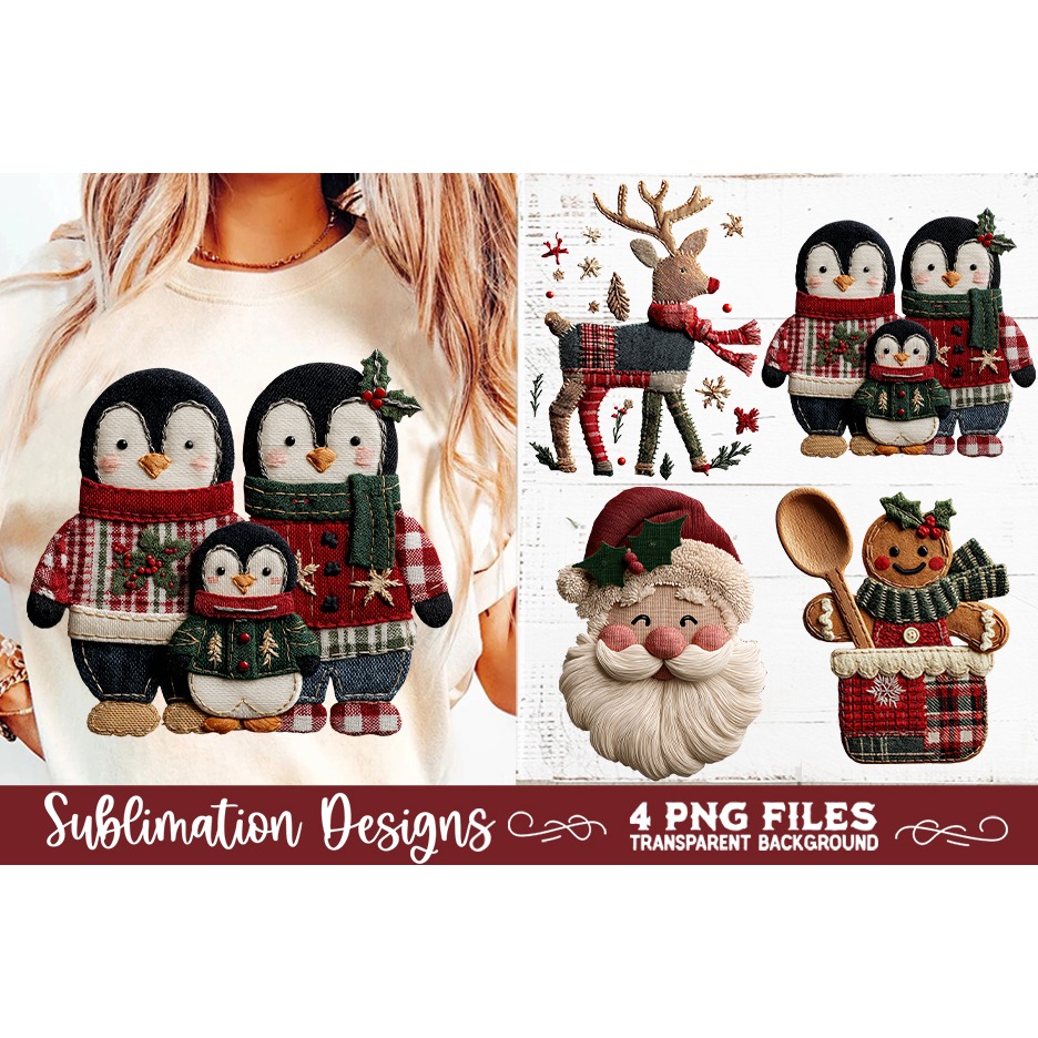 Preppy Rustic Christmas Patchwork Sublimation Designs (2) 6