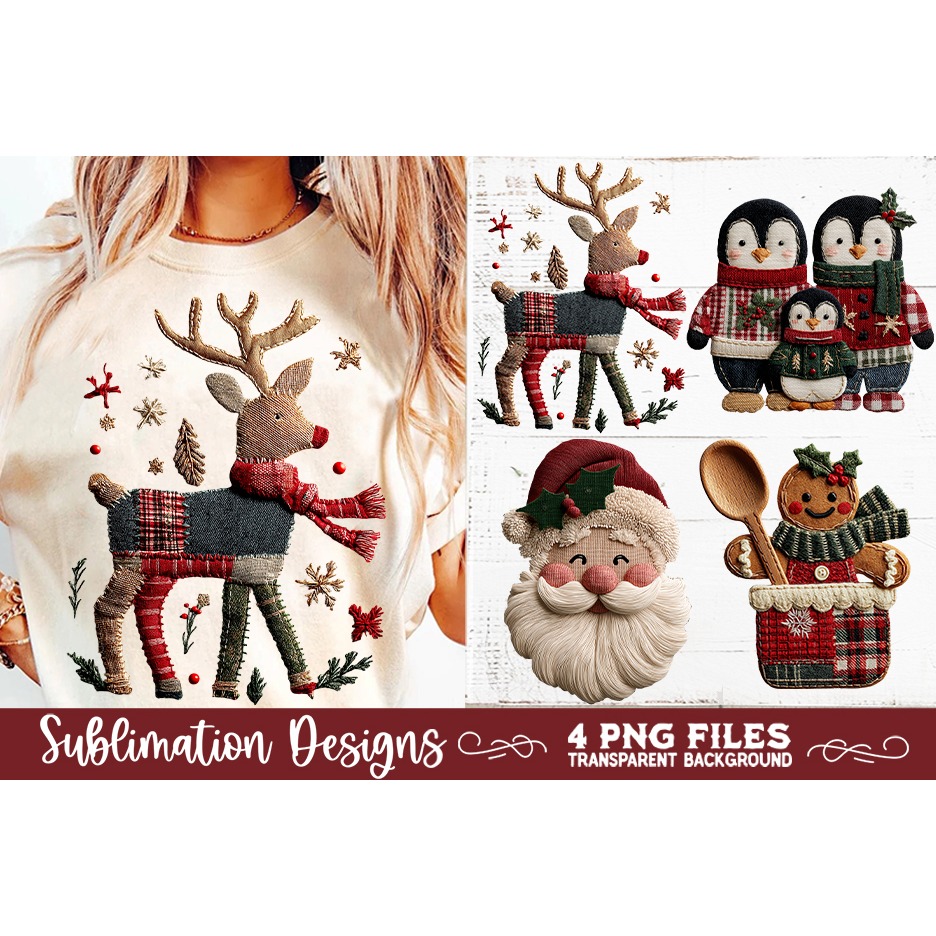 Preppy Rustic Christmas Patchwork Sublimation Designs (2) 7
