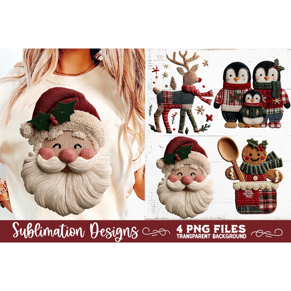 Preppy Rustic Christmas Patchwork Sublimation Designs (2) 8