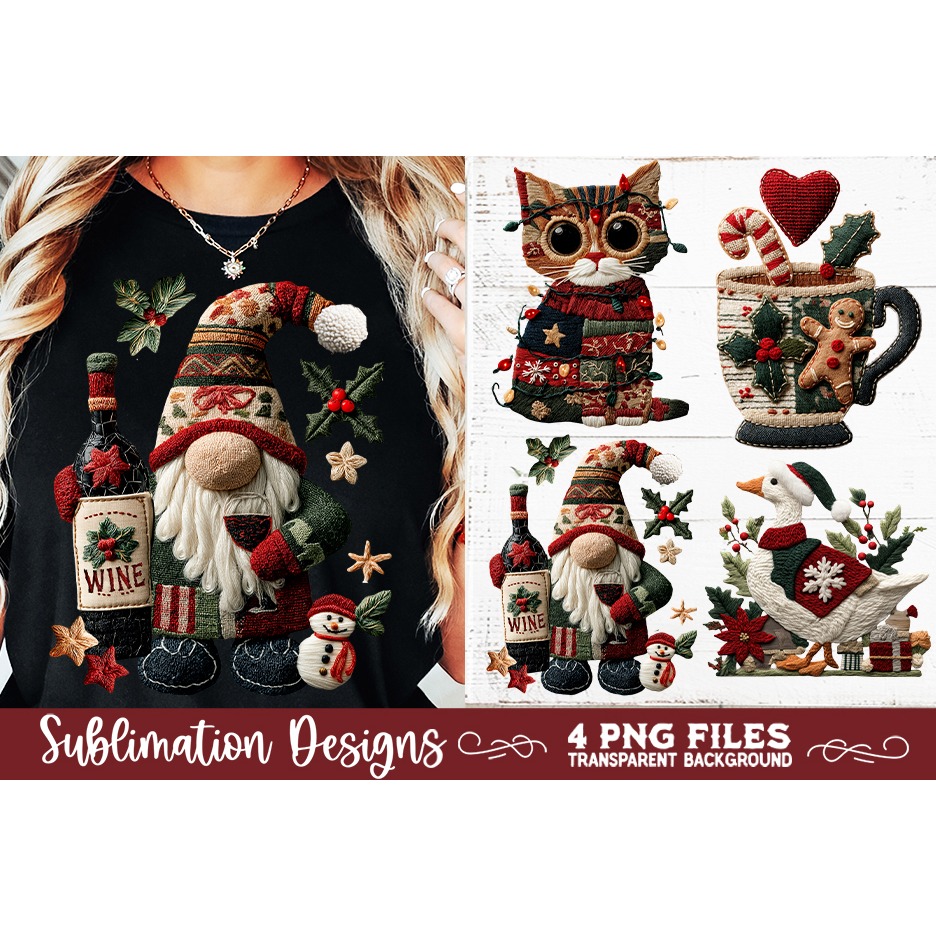 Preppy Rustic Christmas Patchwork Sublimation Designs (20)