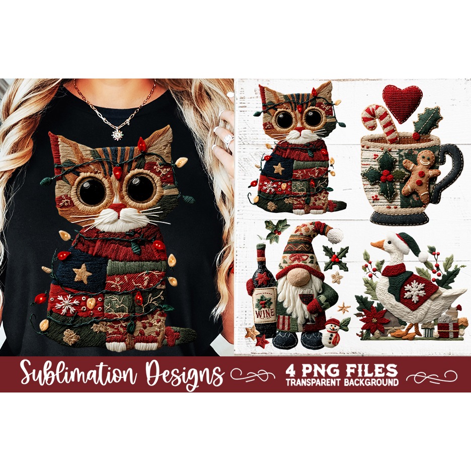 Preppy Rustic Christmas Patchwork Sublimation Designs (20) 2
