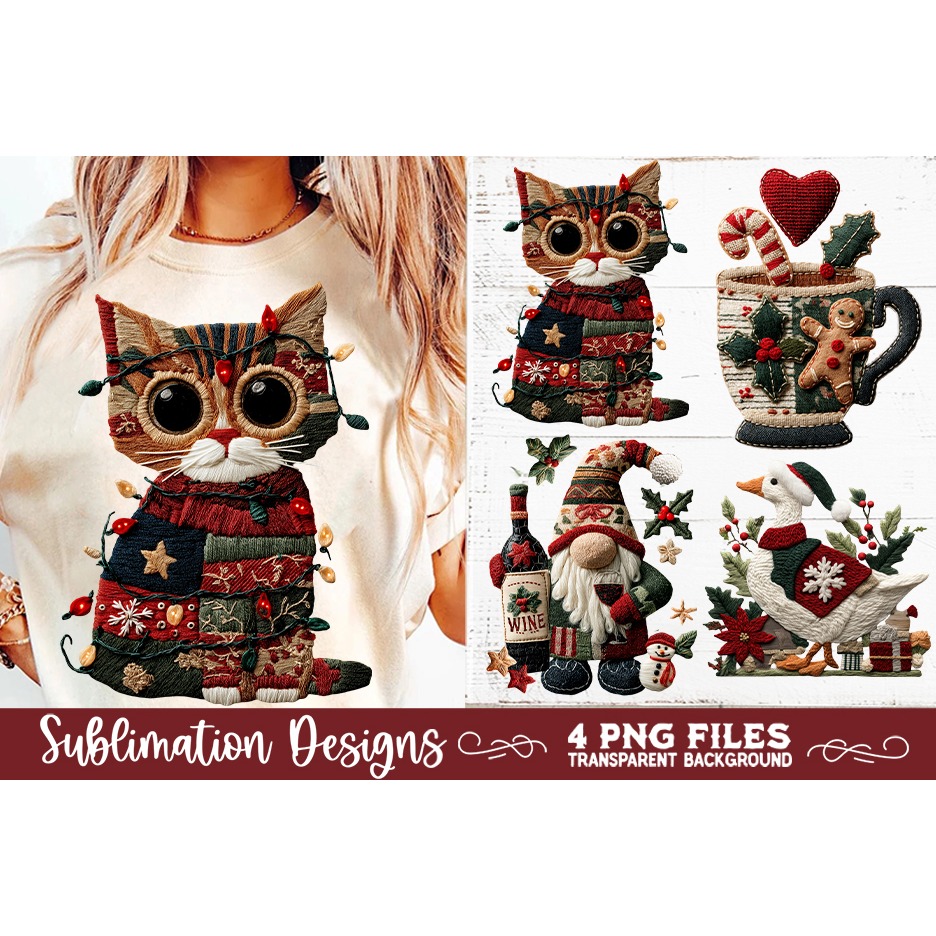 Preppy Rustic Christmas Patchwork Sublimation Designs (20) 4