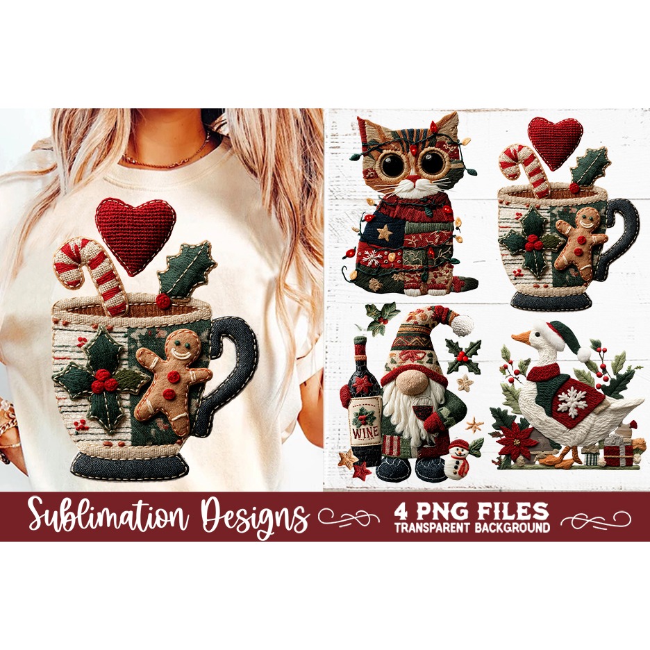 Preppy Rustic Christmas Patchwork Sublimation Designs (20) 5