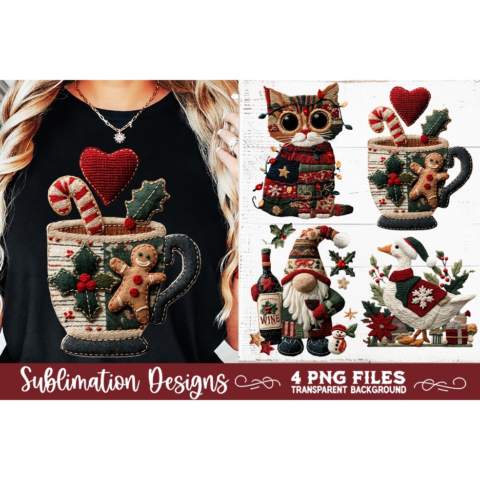Preppy Rustic Christmas Patchwork Sublimation Designs (20) 8