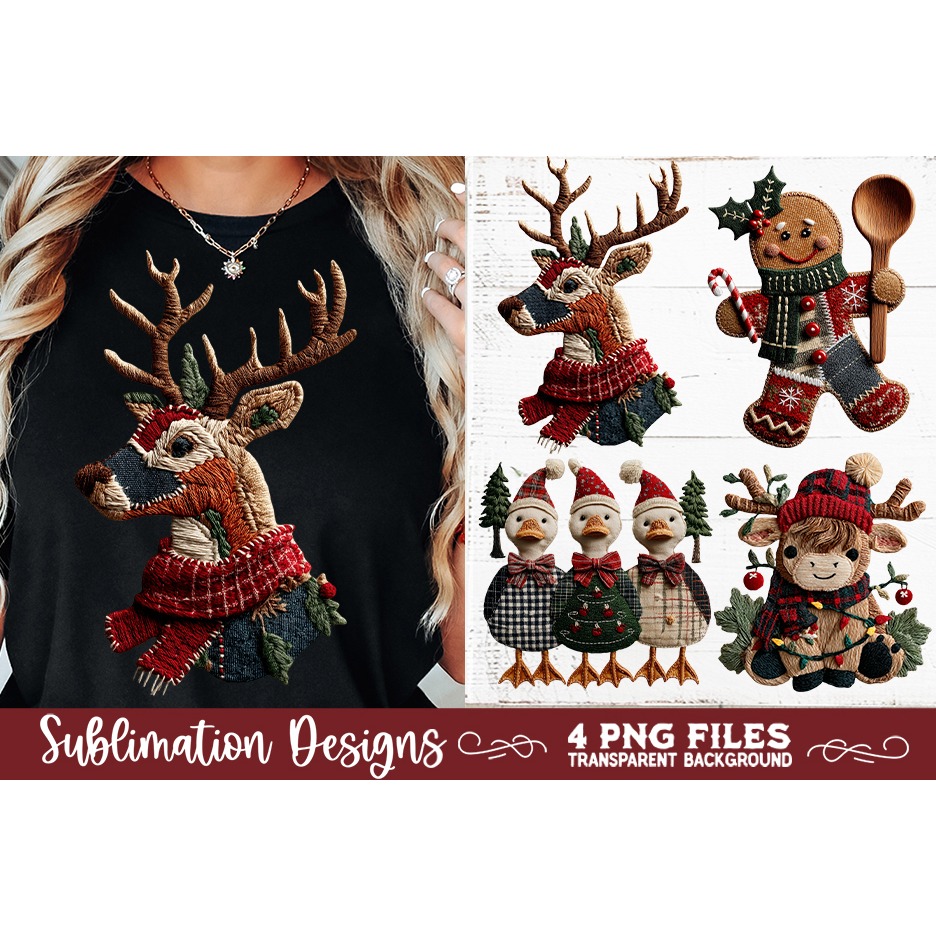 Preppy Rustic Christmas Patchwork Sublimation Designs (21)