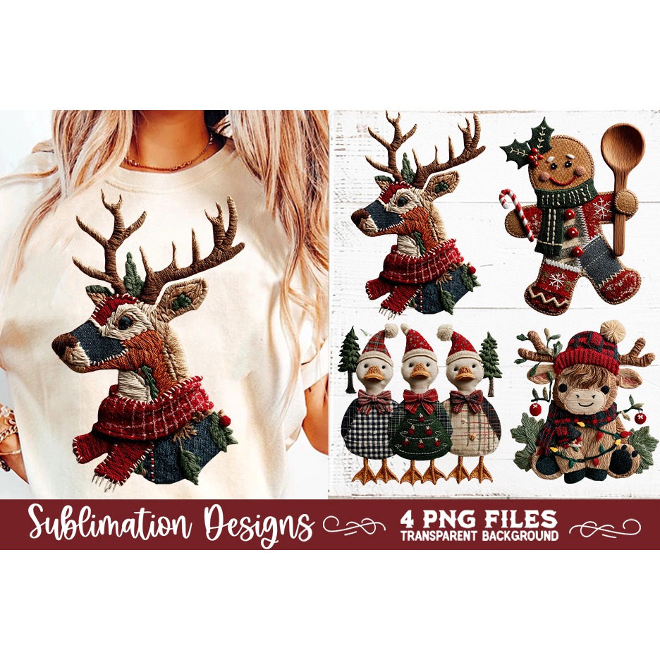 Preppy Rustic Christmas Patchwork Sublimation Designs (21) 2