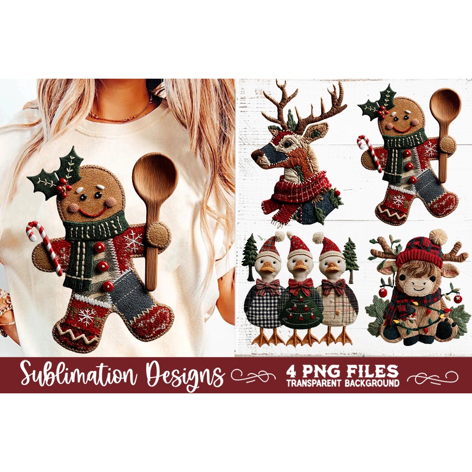 Preppy Rustic Christmas Patchwork Sublimation Designs (21) 3