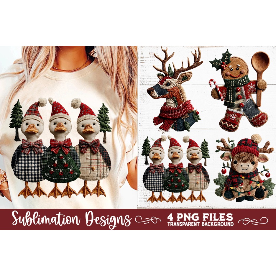 Preppy Rustic Christmas Patchwork Sublimation Designs (21) 4