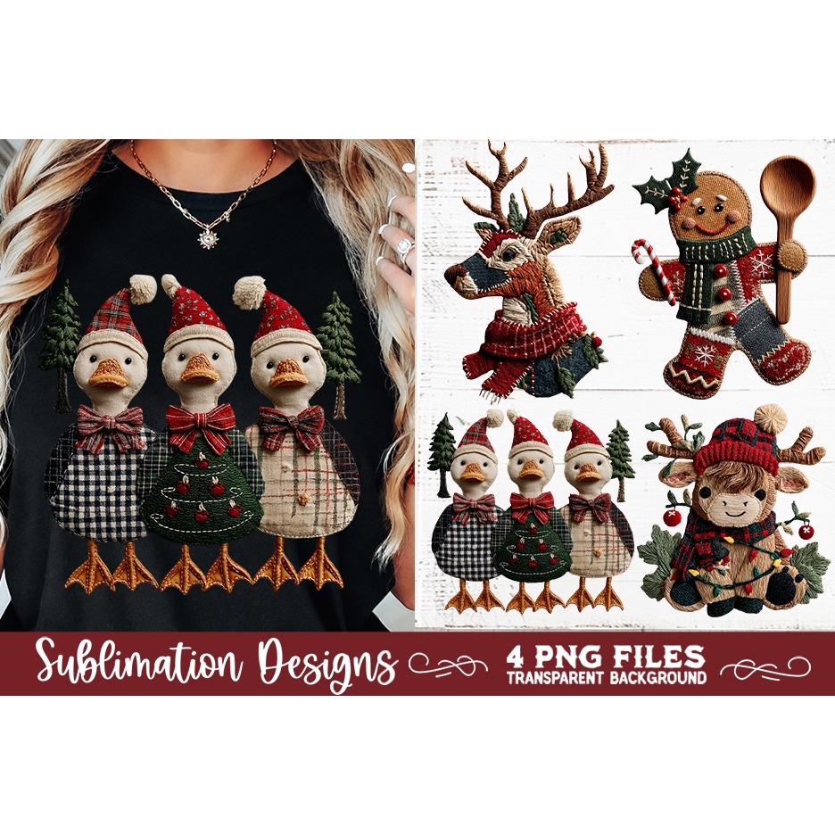 Preppy Rustic Christmas Patchwork Sublimation Designs (21) 7