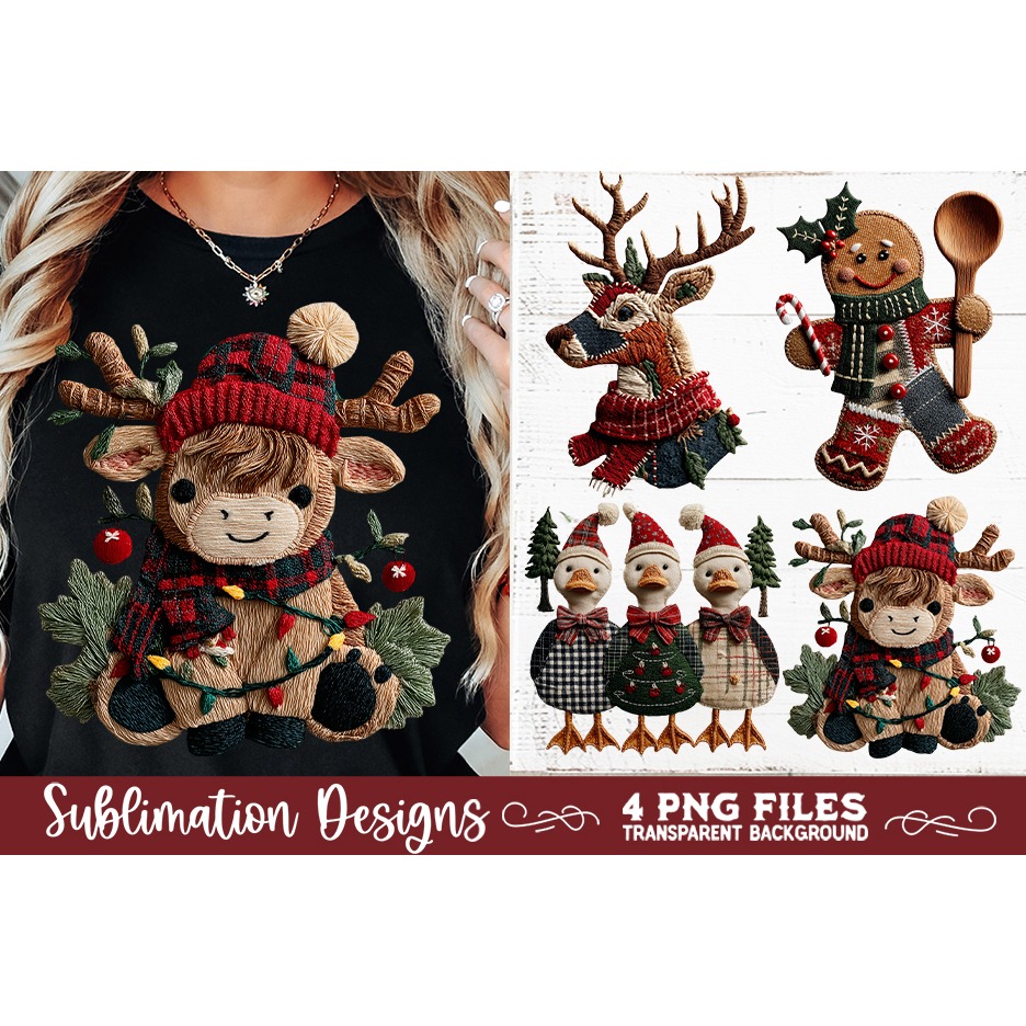 Preppy Rustic Christmas Patchwork Sublimation Designs (21) 8
