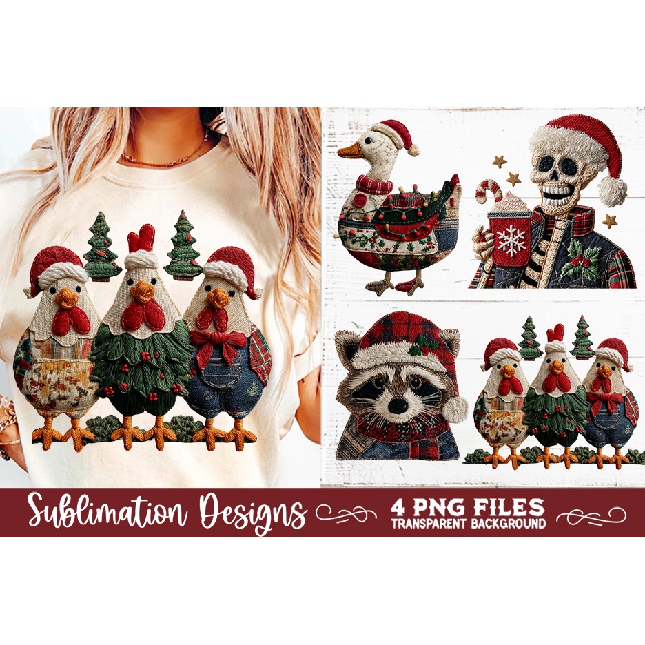 Preppy Rustic Christmas Patchwork Sublimation Designs (22)