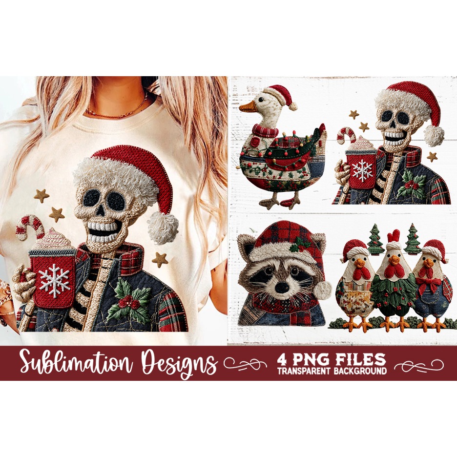 Preppy Rustic Christmas Patchwork Sublimation Designs (22) 2