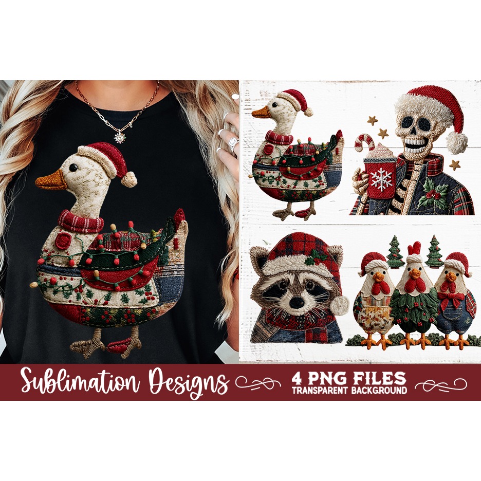 Preppy Rustic Christmas Patchwork Sublimation Designs (22) 4