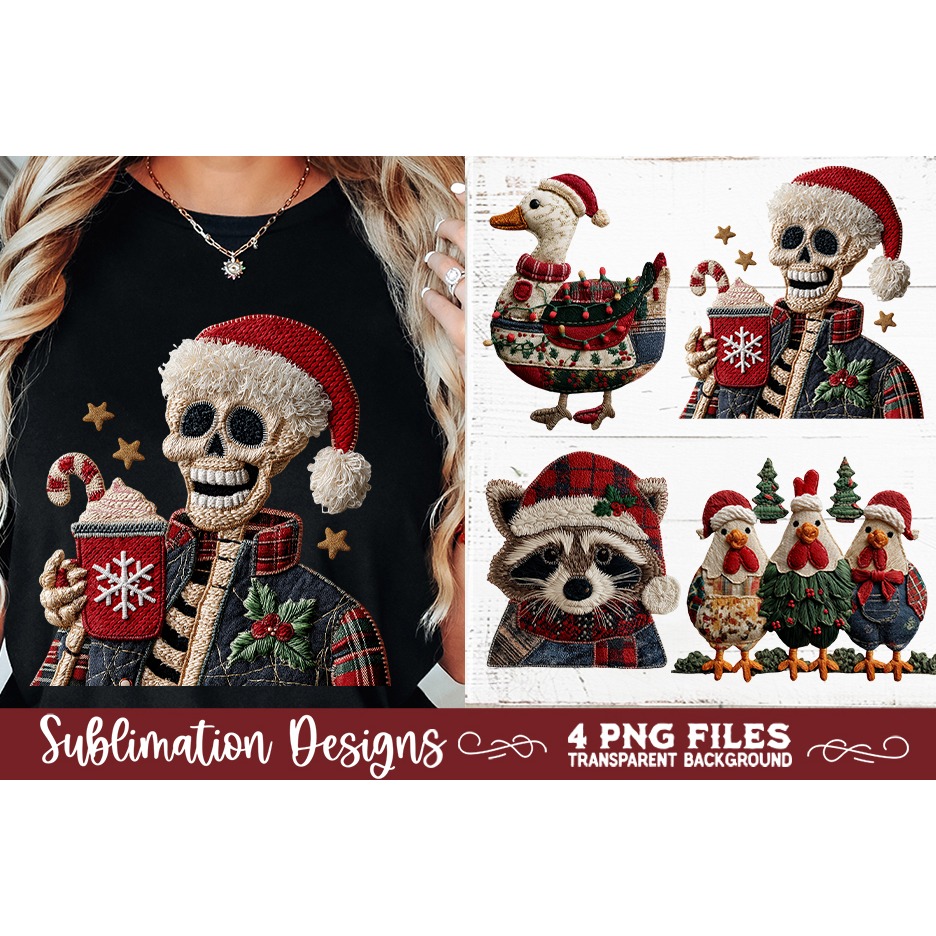 Preppy Rustic Christmas Patchwork Sublimation Designs (22) 5