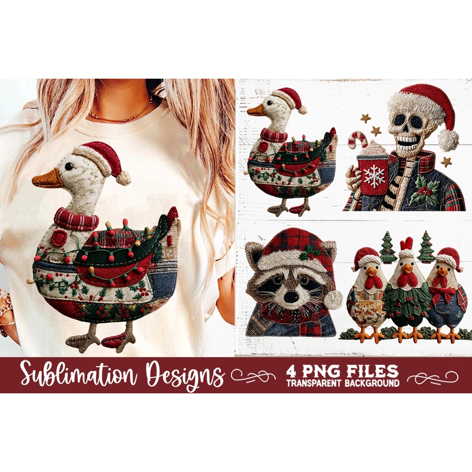 Preppy Rustic Christmas Patchwork Sublimation Designs (22) 7
