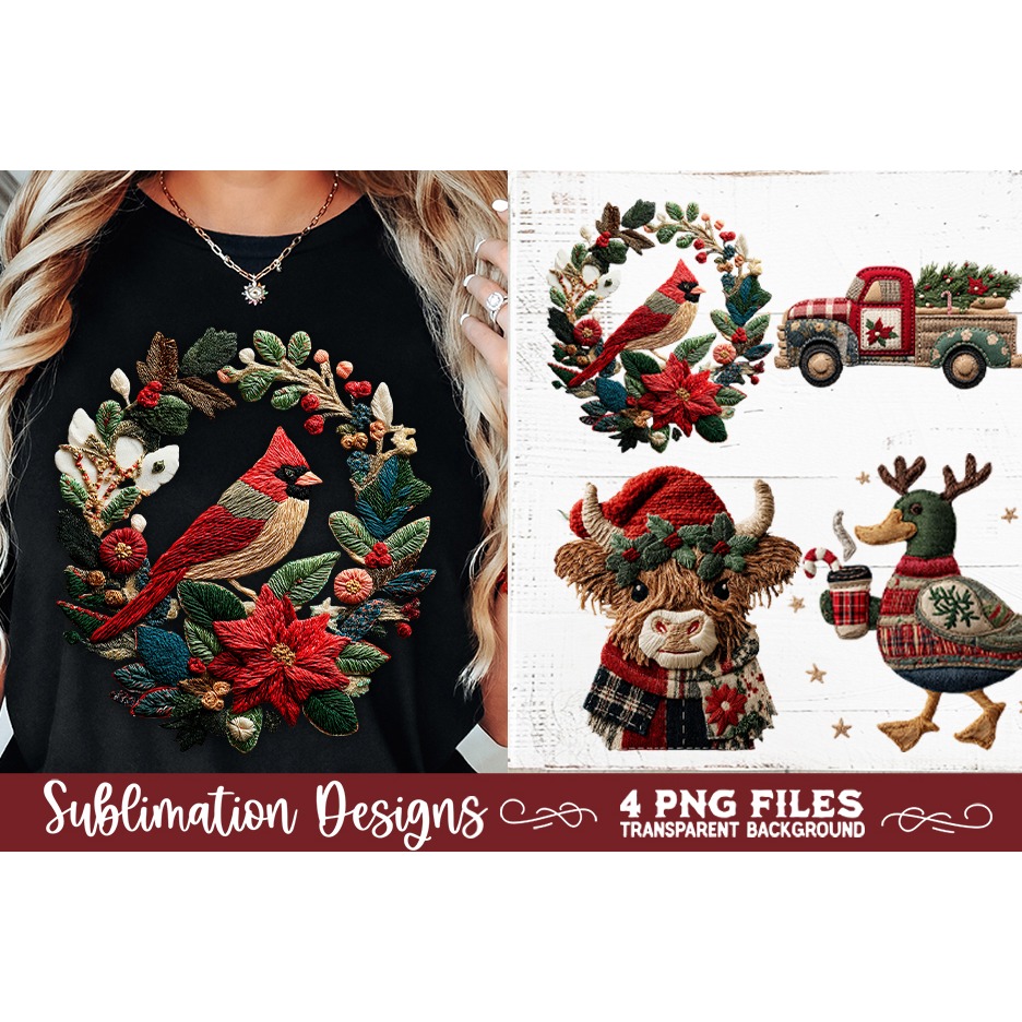 Preppy Rustic Christmas Patchwork Sublimation Designs (23)
