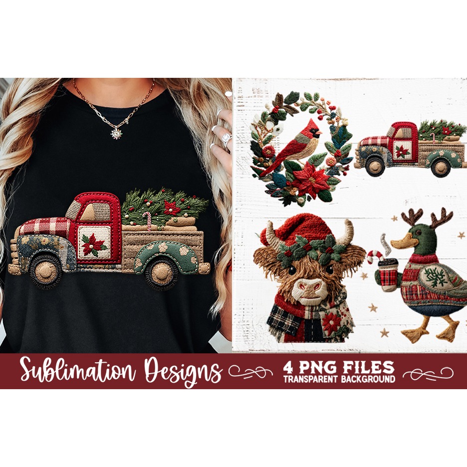 Preppy Rustic Christmas Patchwork Sublimation Designs (23) 2