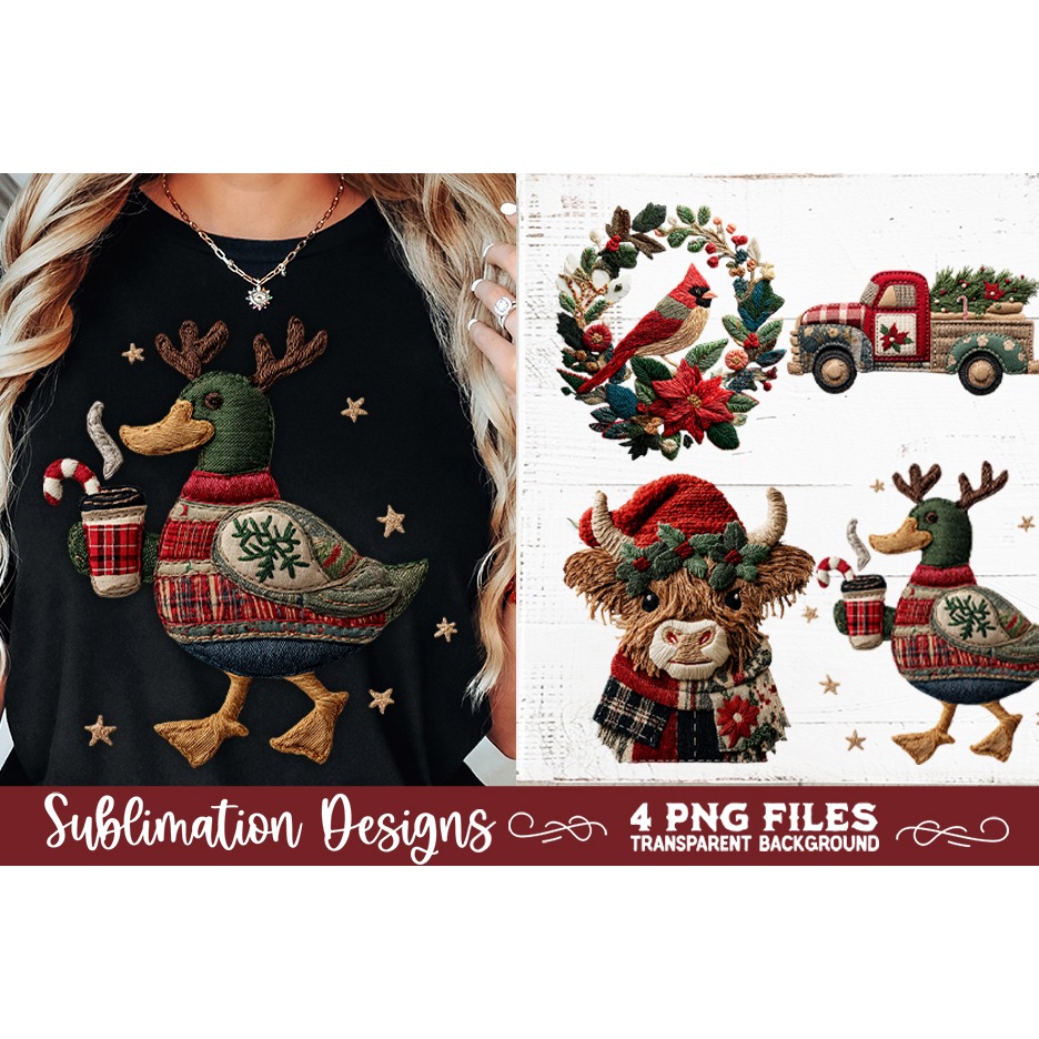 Preppy Rustic Christmas Patchwork Sublimation Designs (23) 3