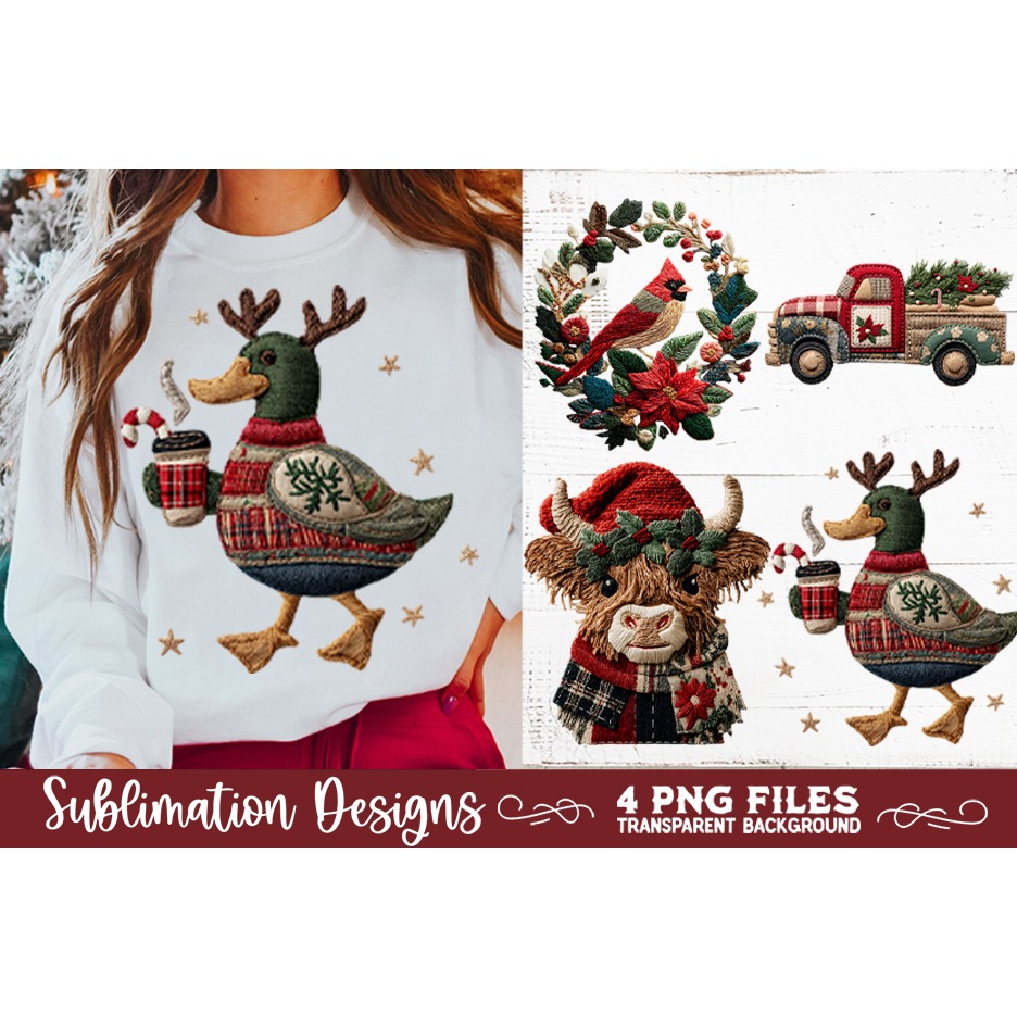 Preppy Rustic Christmas Patchwork Sublimation Designs (23) 4
