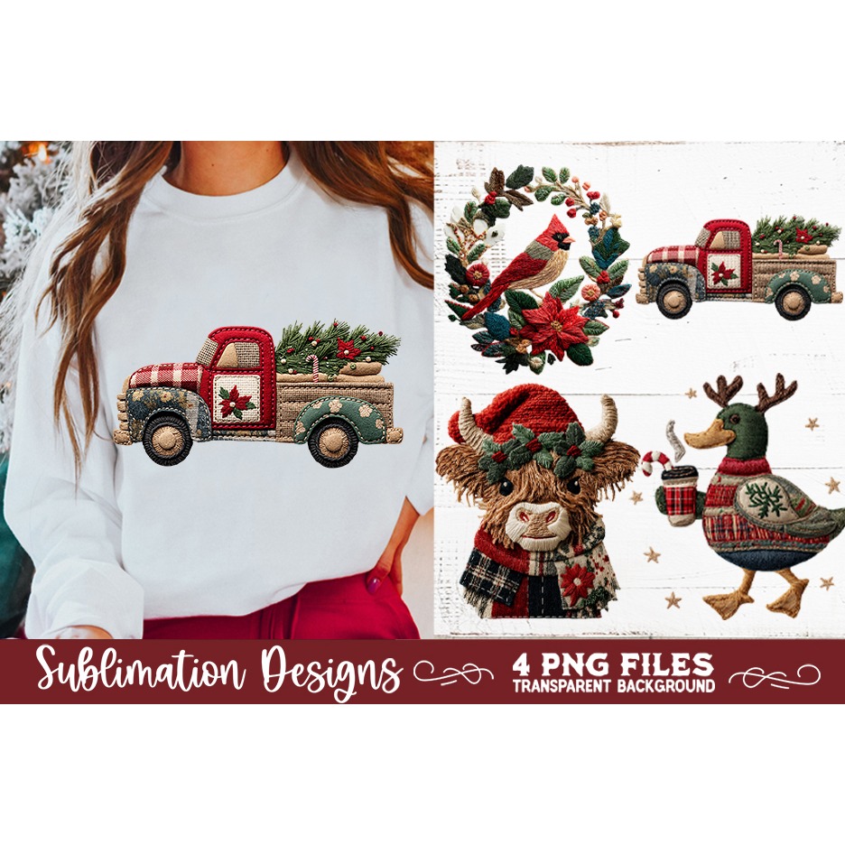 Preppy Rustic Christmas Patchwork Sublimation Designs (23) 5