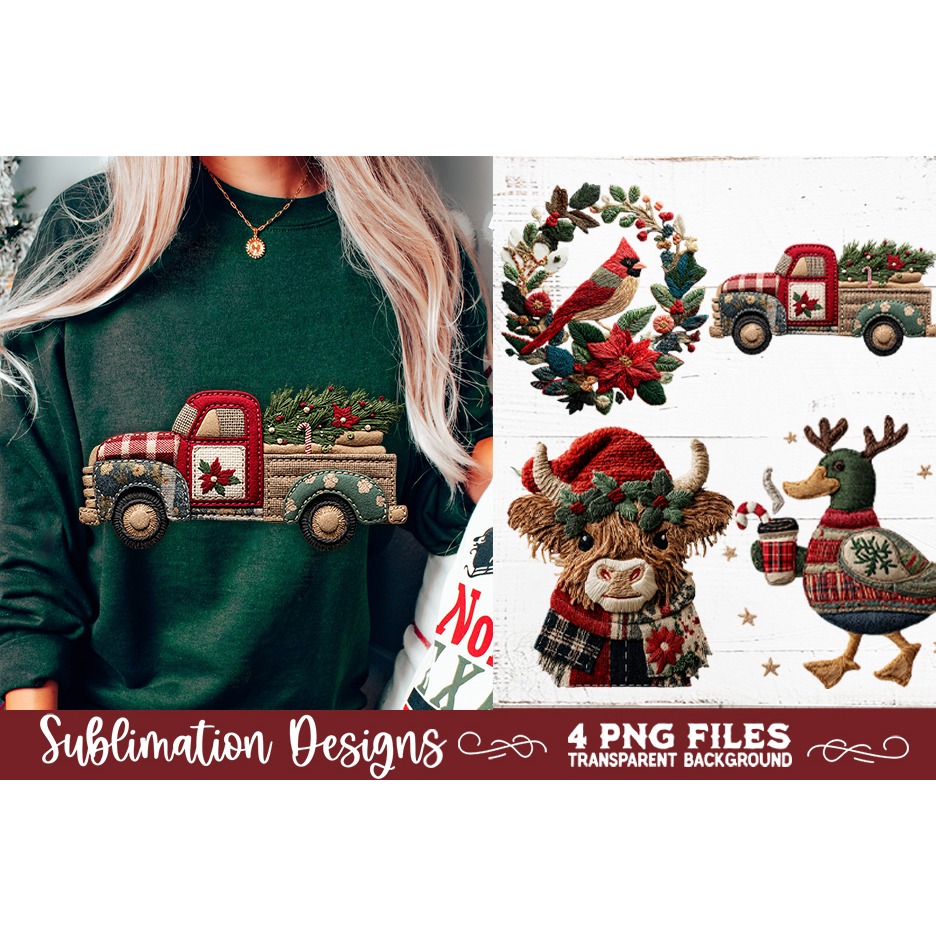 Preppy Rustic Christmas Patchwork Sublimation Designs (23) 7