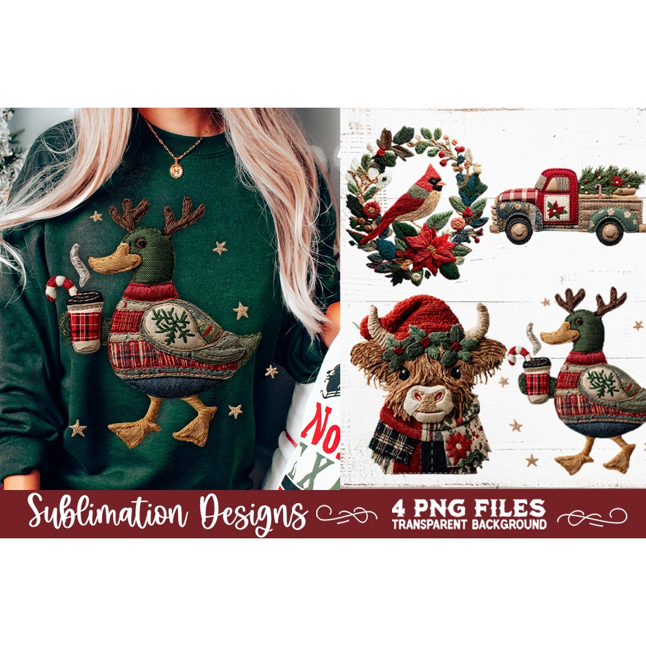 Preppy Rustic Christmas Patchwork Sublimation Designs (23) 8