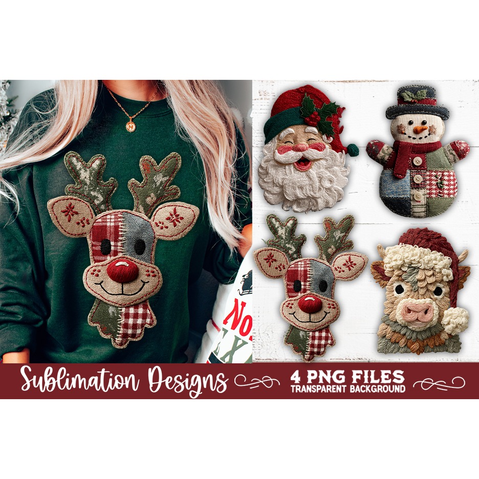 Preppy Rustic Christmas Patchwork Sublimation Designs (24)