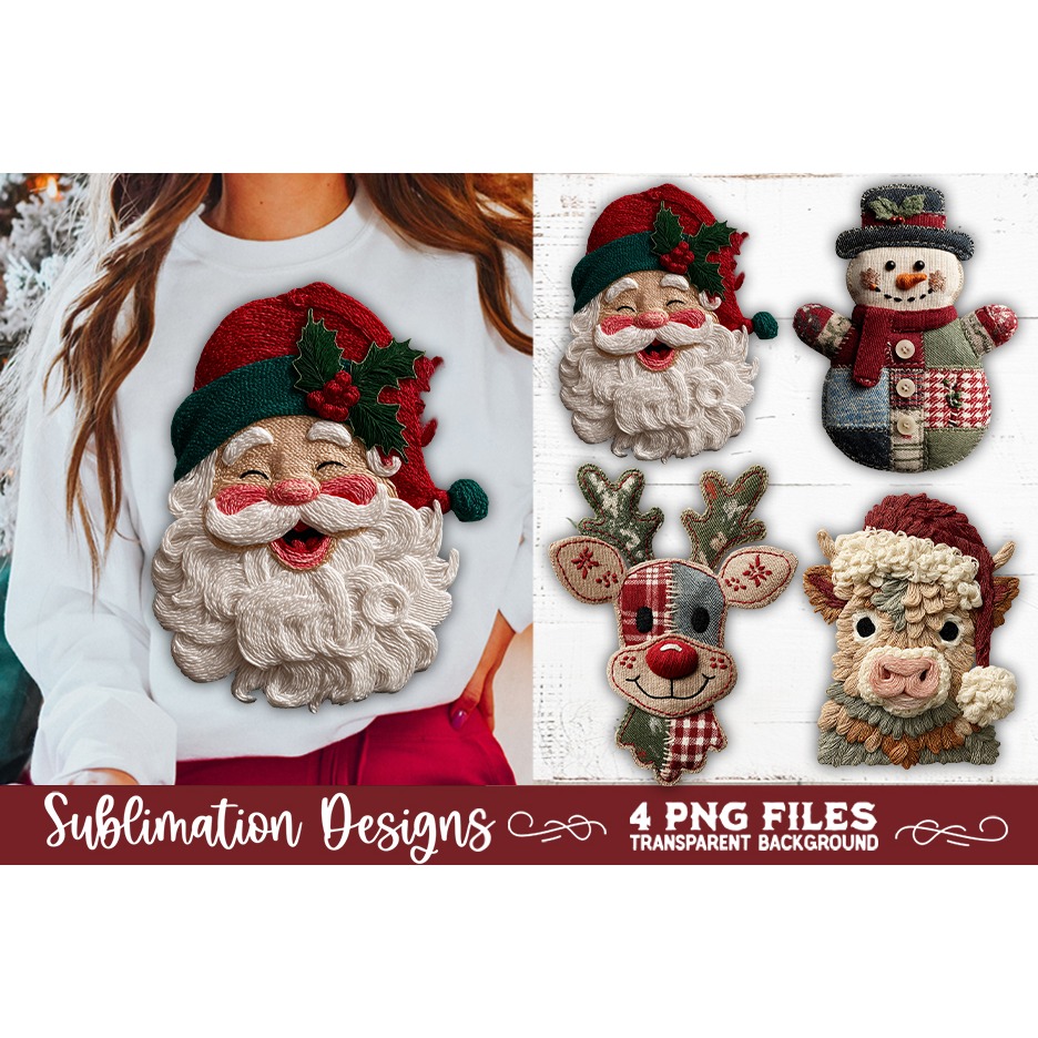 Preppy Rustic Christmas Patchwork Sublimation Designs (24) 2