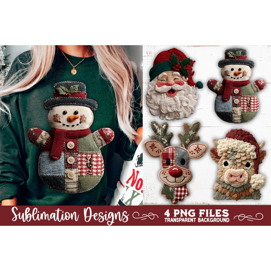 Preppy Rustic Christmas Patchwork Sublimation Designs (24) 11