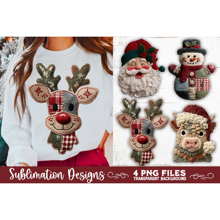 Preppy Rustic Christmas Patchwork Sublimation Designs (24) 3