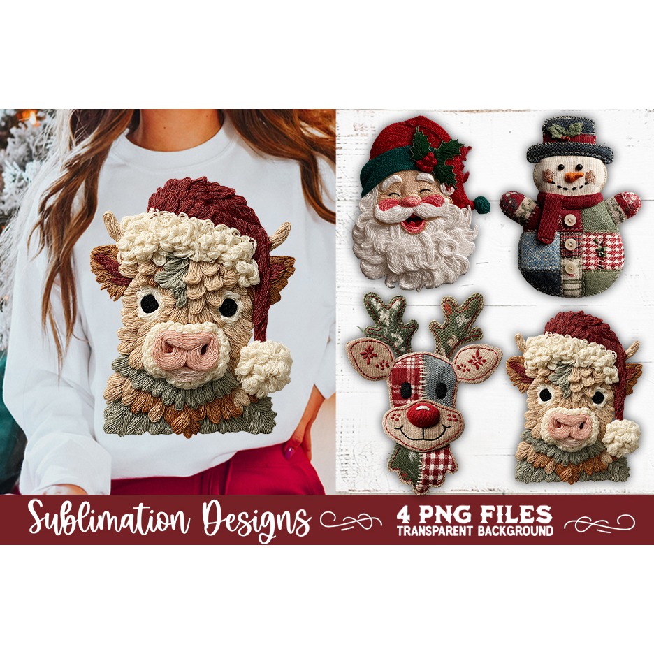 Preppy Rustic Christmas Patchwork Sublimation Designs (24) 4