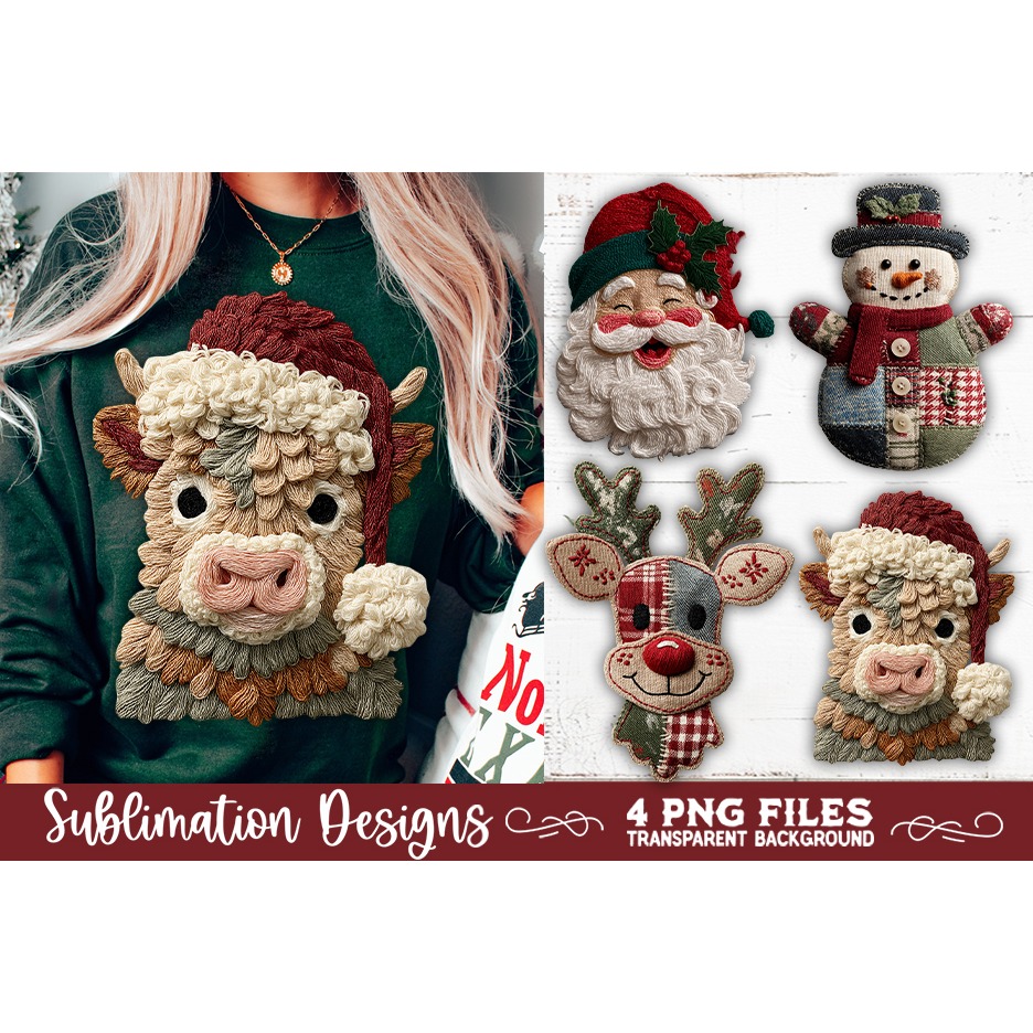 Preppy Rustic Christmas Patchwork Sublimation Designs (24) 5