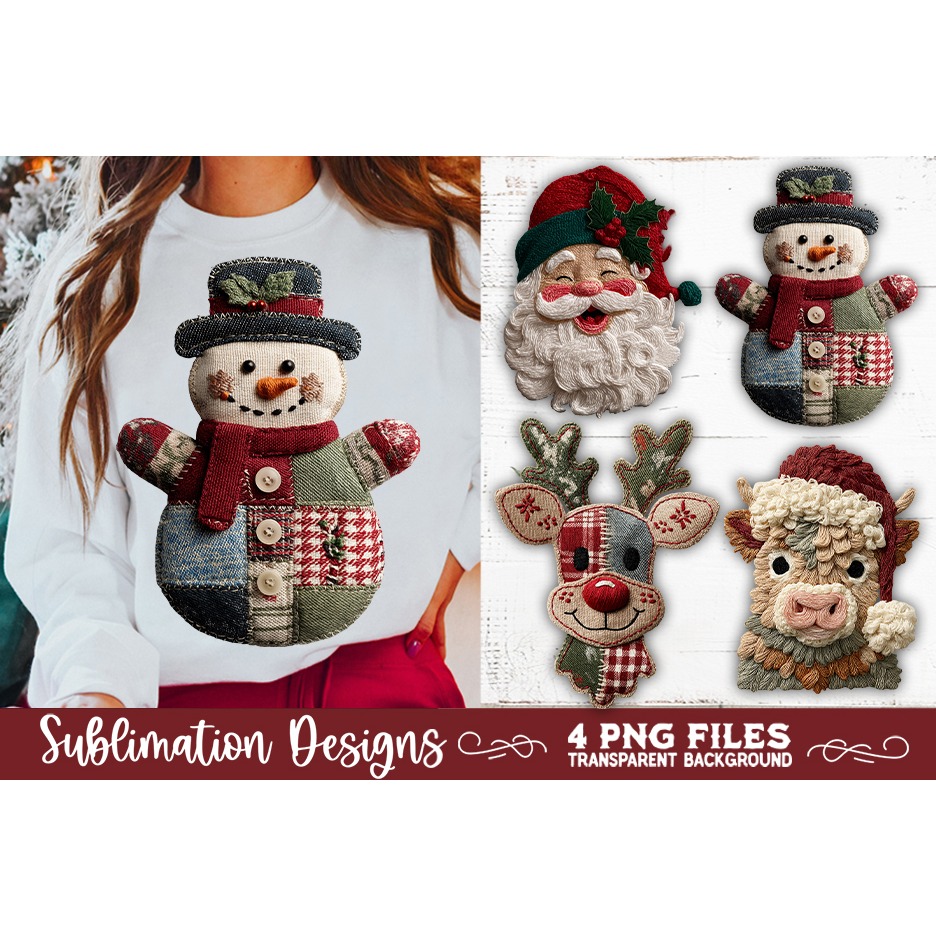 Preppy Rustic Christmas Patchwork Sublimation Designs (24) 6