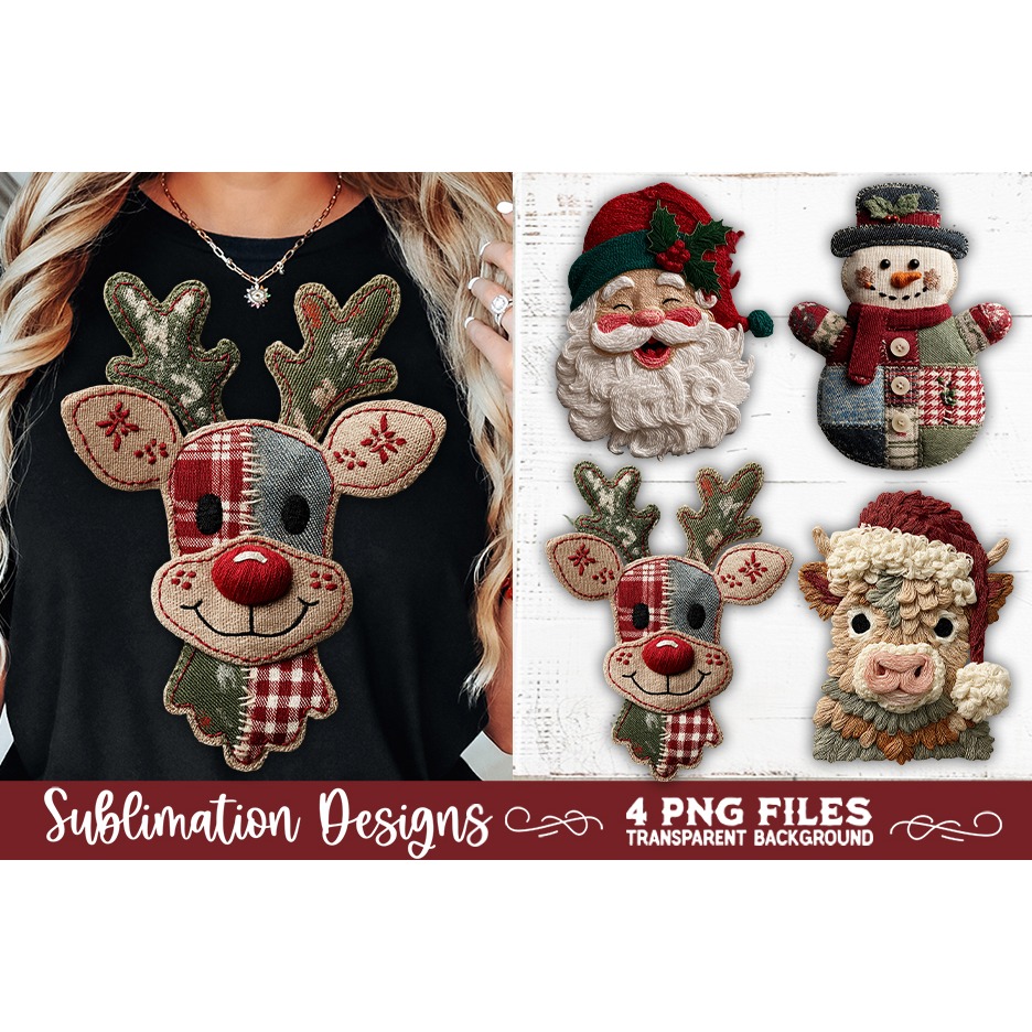 Preppy Rustic Christmas Patchwork Sublimation Designs (24) 7