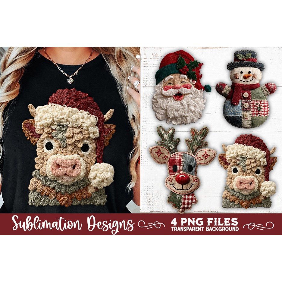 Preppy Rustic Christmas Patchwork Sublimation Designs (24) 8