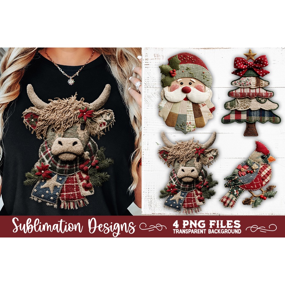 Preppy Rustic Christmas Patchwork Sublimation Designs (25)